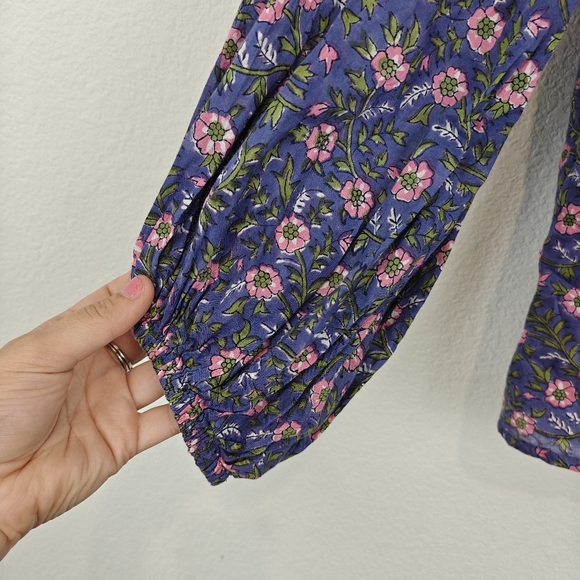 Emerson Fry India Collection Bardot Iris Wildflower Organic Cotton Blouse Small - Picture 10 of 16